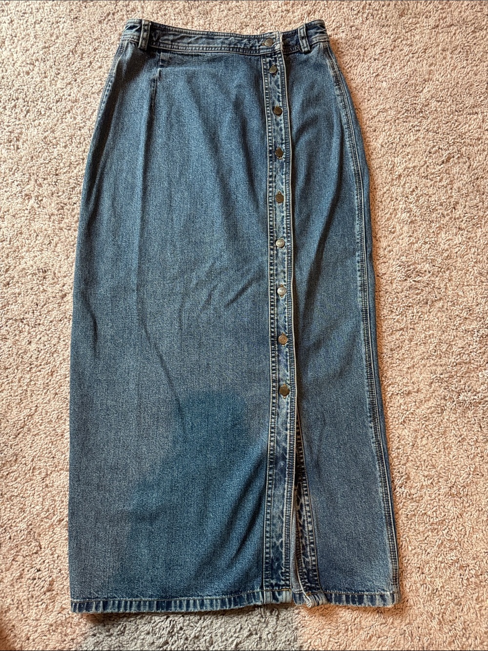 Vintage DKNY Jean Skirt Women's Blue Maxi Long Denim Cotton Buttons 90s